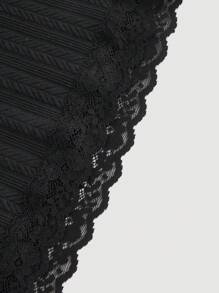 SHEIN MOD 黑色蕾丝边提花纹理蝴蝶结装饰吊带背心