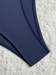 SHEIN Swim 2025 女士两件套泳衣 - 藏蓝色 - 查看 5