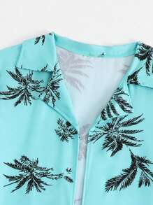 Conjunto de 2 piezas de ropa de playa con estampado tropical para niño preadolescente - Verde - Ver 5