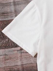 SHEIN Explorewe Girls Easter Graphic T-Shirt With Big Pink Bow Print On Front & Colorful Bow-Shaped Bunny Print On Back, Casual & Fashionable Design For Holiday Gatherings And Daily Outings - White - View 5