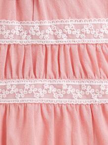 Baby Mädchen süß & liebenswert rosa Spitzen-Saum Eleganz Kleid, Sommer - Pink - Übersicht 6