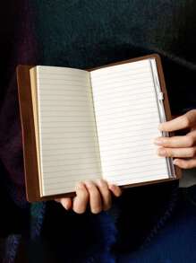 1 件棕色皮革笔记本，复古风格环绕式封口日记本，创意设计，便携式旅行日记本，日常笔记本，适合学校 2025 年日记本 - 均碼 - 查看 4