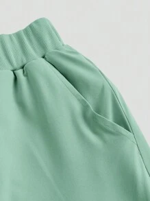 TaskEZ 纯色短袖和长裤手术服套装 - 薄荷綠 - 查看 6