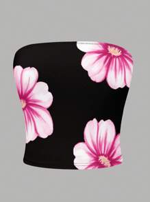 INAWLY Women's Y2K Floral Print Cropped Bustier Top - Multicolor - View 3