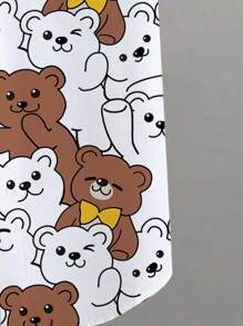 Manfinity Hypemode Chemise décontractée à manches courtes, col simple, imprimé ours de dessin animé pour homme