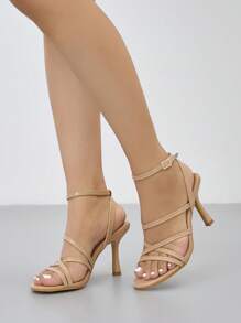 CUCCOO SZL Sandalias de tacón alto de mujer con detalles de rhinestones y puntera cuadrada para el verano