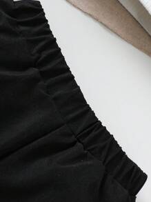 Conjunto de top sin mangas y pantalones negros abombados para niña bebé, decorado con lazos negros tridimensionales dulces y frescos, ideal para jugar a diario - Multicolor - Ver 6