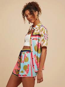 Travachic Tropical Print Short Sleeve Casual Vacation Shirt