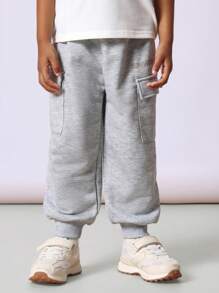 SUMWON 儿童运动慢跑运动裤，带大口袋、松紧袖口、舒适混纺面料，非常适合学校运动玩耍（3 条装） - 彩色 - 查看 8