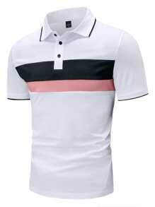 Manfinity Homme 男士休闲撞色条纹短袖 Polo 衫