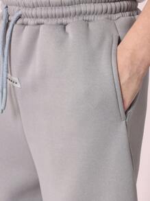 SUMWON 运动慢跑裤 弹力裤脚抓绒裤 舒适冬季运动训练休闲运动裤 带口袋 - 深灰色 - 查看 7