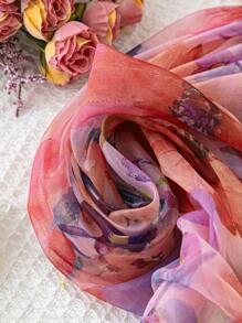 Soleia WYWH Women's Romantic Casual Vacation Dress, Suitable For Easter, Graduation, Wedding, Back To School, Party, Garden Tea - Cute Girl Style, Watercolor Floral Print, Off Shoulder Twist Blouse, Made Of Organza