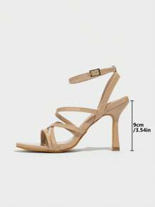 CUCCOO SZL Sandalias de tacón alto de mujer con detalles de rhinestones y puntera cuadrada para el verano