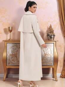 Al Najma Conservative Casual Embroidered Women's Arabic Set,Modest - Beige - View 5