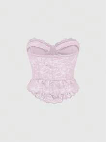 ROMWE Kawaii Áo ren mỏng ngọt ngào cho nữ, thời trang cho mùa hè - Màu Hồng baby - Xem 2