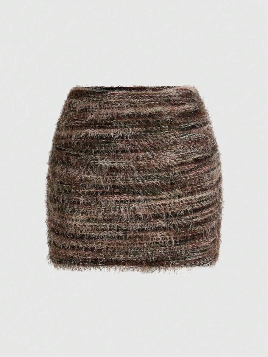 SHEIN ICON Vintage American Style Bodycon Sexy Mini Skirt Winter - Multicolor - View 1