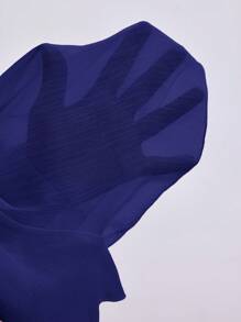 ROMWE Kawaii 女士可爱纯色娃娃装、宽松雪纺蝴蝶结装饰褶皱吊带连衣裙和内裤套装 - 藏蓝色 - 查看 5