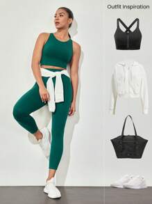 GLOWMODE 21" Powersculpt™ Goal Getter Adjustable Drawstring Waist Butt Scrunch Leggings With Side Pockets High Impact Workout Running Training Gym