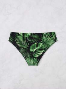 Manfinity KASUA Men's Tropical Print Beach Triangle Swimming Trunks - Black - View 2