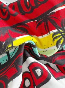 Swim Lushoire Springbreak Racerback Print Bikini Top For Summer Beach Vacation - Orange - View 5