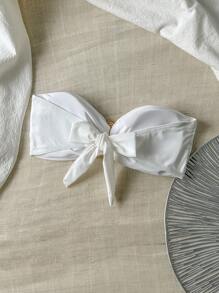 Swim Basics Women's Solid Color Strapless Metal Ornament Sexy One-Piece Bikini Top, Suitable For Spring Break For Summer Beach Vacation - White - View 2