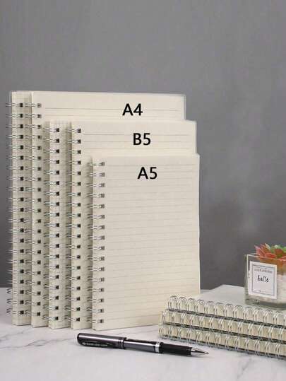 1pc 80 Pages Thick Student Notebook With Simple Design, Available In A5/B5/A4 Sizes And With Horizontal Lines,Wire Bound Modern Portable Notebook