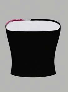 INAWLY Women's Y2K Floral Print Cropped Bustier Top - Multicolor - View 2