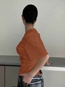 DAZY Damen Einfarbiges Kurzarm T-Shirt, minimalistisch & modisch, geeignet für Sommer, Schulanfang Kleidung