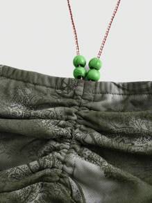 ROMWE Fairycore 女式佩斯利印花不对称下摆露背浸染褶饰浪漫吊带背心