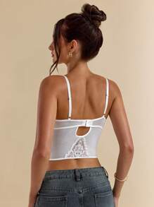 SHEIN BAE Women Sexy Lace Versatile Fashion Single Item Corset Top Sexy Cami Top, Versatile For Going Out, Date Night, Themed Party, And Concert,New Years Eve,Christmas Party Women Top - White - View 2