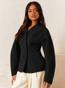 Athîral 女式纯色落肩长袖休闲夹克，秋冬