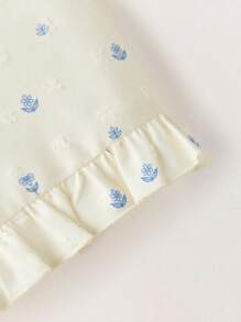 SHEIN Leap Crew Young Girls Cute Floral Embroidered Collar Ruffle Trim Shirt And Ruffle Hem Shorts Set - Multicolor - View 7