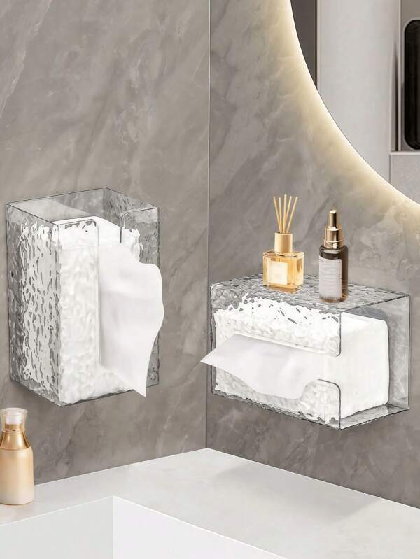 SHEIN 1pc Transparent Tissue Storage Box, Wall-Mounted Transparent Tissue Box, Kitchen Bathroom Toilet Hanging Tissue Holder, Luxury Facial Tissue Storage Box, Home Stuff, Table, Home Decorations, Home Organization And Storage, Room Decor, Room Decor Bedroom, Kitchen Accessories, Kitchen Tools, Organizer Kitchen, Travel, Holiday