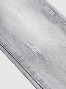 SHEIN Teen Boy Fashion Old Money Casual Light Gray Denim Stretch Skinny Teen Boy Jeans For Boy Soft Dailywear And Teen Boy Summer Clothes Rave Outfits - Grey - View 3