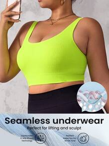 SHEIN Rhythm Era 3pcs/Set Plus Size Women Seamless Ribbed Camisole Sports Bras - Multicolor - View 4