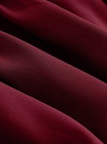 SHEIN MOD Ruffle Skirt Boho Long Skirt Break Paperbag Waist Frill Trim Ruffle Hem Skirt - Burgundy - View 4