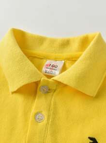 SHEIN Young Boy Dinosaur Embroidery Polo Shirt,Holiday,Summer,Travel