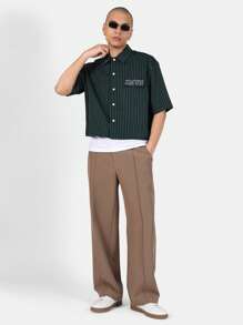 SUMWON Camisa casual a rayas con botones, top corto, moda urbana juvenil para festivales de verano y campus universitario