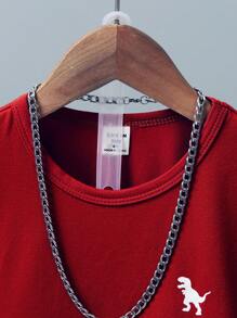 SHEIN Streecool Kids Young Boy Summer Cute Printed Sleeveless Sports Top And Athletic Shorts Set With Round Neck Summer Holiday - Burgundy - View 5