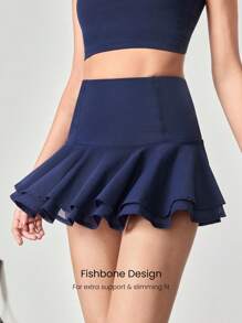 GLOWMODE Falda de tenis con pantalón corto incorporado, cintura alta, control de abdomen, malla transpirable y de secado rápido FeatherFit™-Air, bolsillos laterales, grips antideslizantes, apta para tenis, golf, pickleball y uso diario, de 5 pulgadas de largo