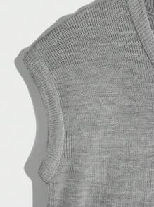 RueChic Men Solid Waffle Knitted Regular Sweater Vest - Grey - View 4