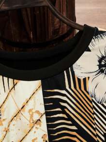 Mulvari Camiseta casual de manga larga con cuello redondo y estampado floral para tallas grandes - Multicolor - Ver 3