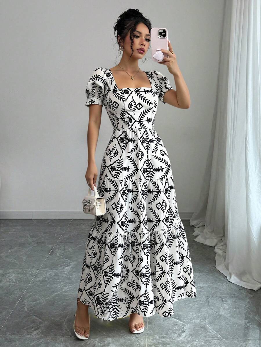 Rafferiza Women's Elegant Embroidery Print Long Dress - Multicolor - View 1