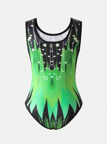 SHEIN Tween Girls Activewear Set - Glitter Dance Dress, Ballet Leotard, Dancewear, Stage Performance, Competition Costume, Tango, Yoga, Jazz, All-In-One Workout Outfit