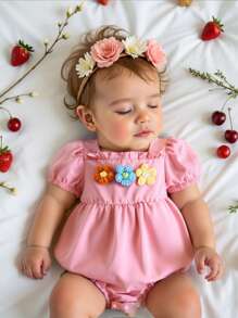 Girls' Summer Light Weight Triangle Bodysuit - Pink - View 1