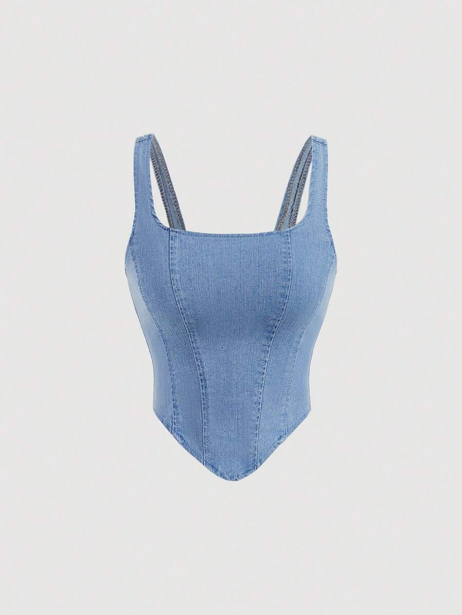 SHEIN MOD سترة دنيم للنساء، طراز بسيط مناسب للصيف