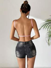 SHEIN EZwear Sexy einfarbiges rückenfreies Camisole-Strickoberteil