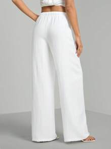 SHEIN Tall Pantalones holgados con cintura de cordón en tela arrugada texturizada