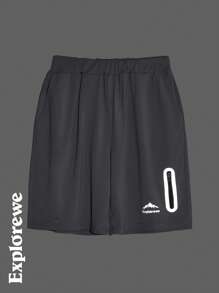 2pcs/Set Boys Light Grey Summer Casual Gym Outdoor Moisture-Wicking Quick Dry Color Block Crew Neck T-Shirt And Reflective Zip-Up Shorts Outfit Set - Grey - View 4