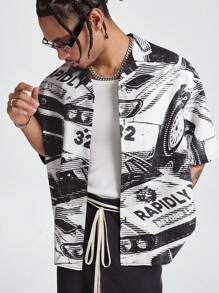 Manfinity VCAY 男士数码印花宽松梭织短袖衬衫